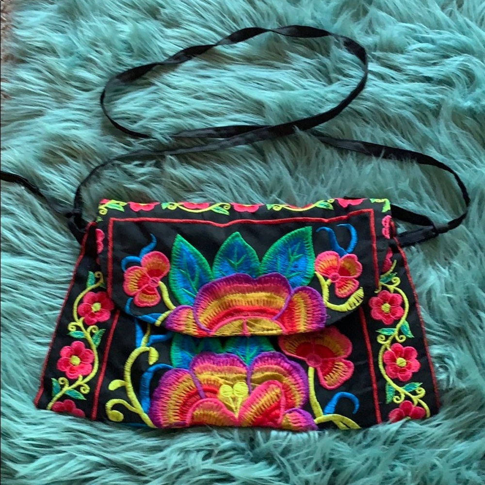 Colorful hand-stitched crossbody